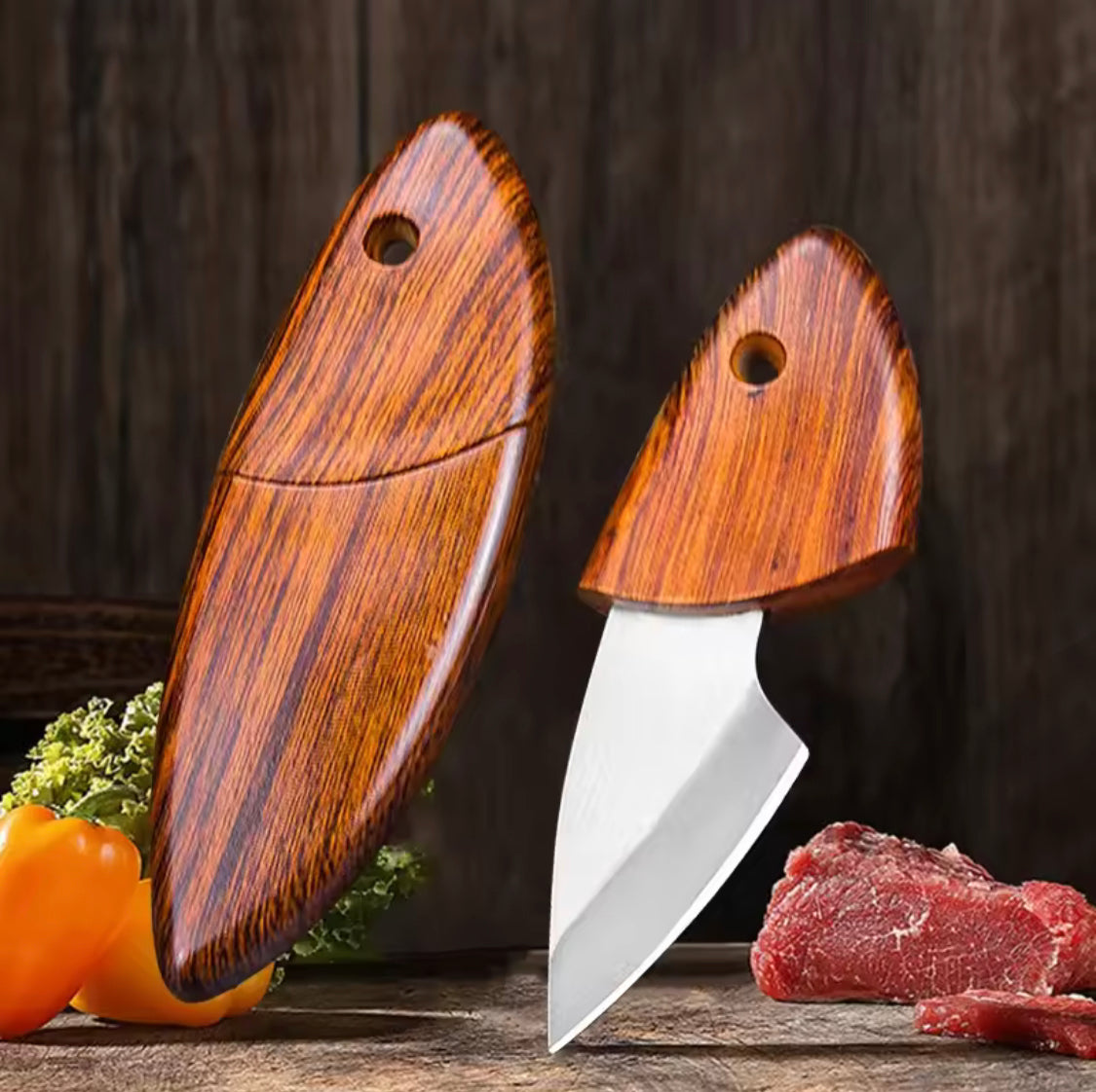 Wooden Handle Pocket Knife, Portable Mini Fruit Knife, Mini Knife Hand Forge Blade, Multifunctional Camping Hunting Knife Wooden Handle Pocket Knife, Portable Mini Fruit Knife, Mini Knife Hand Forge Blade, Multifunctional Camping Hunting Knife